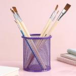 Purple Mesh Desk Pen Holder and Organizer
