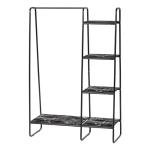 IRIS USA Freestanding Clothing Rack with Wood Shelf
