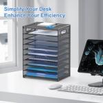 10-Tier Black Mesh Paper Organizer with Handles