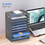10-Tier Black Mesh Paper Organizer with Handles
