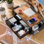 Wooden Desk Organizer with Monitor Stand and Drawer