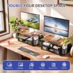 Wooden Desk Organizer with Monitor Stand and Drawer