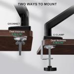 WALI Adjustable Gas Spring Monitor Arm for 34" Screens