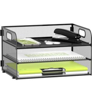 Daltack 3-Tier Mesh Paper Organizer with Handle
