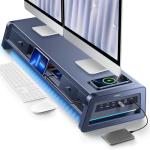 Dual Monitor Stand with Storage and Wireless Charging