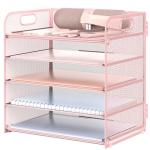 Pink 5-Tier Letter Tray Desk Organizer