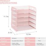 Pink 5-Tier Letter Tray Desk Organizer