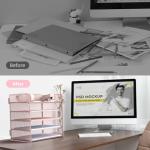Pink 5-Tier Letter Tray Desk Organizer