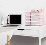 Pink 5-Tier Letter Tray Desk Organizer