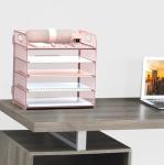 Pink 5-Tier Letter Tray Desk Organizer