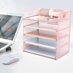 Pink 5-Tier Letter Tray Desk Organizer