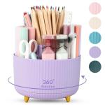 360 Rotating Purple Desk Organizer with 5 Slots