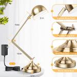 TOBUSA Dimmable Gold Desk Lamp with USB Port