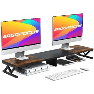 Dual Monitor Stand with Storage - Wood & Steel