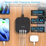 10ft Long Power Strip with USB C Ports