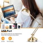 TOBUSA Dimmable Gold Desk Lamp with USB Port