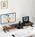 Dual Monitor Stand with Storage - Wood & Steel