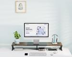 Dual Monitor Stand with Storage - Wood & Steel