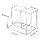 Banafich Clear Acrylic Pen Holder with 3 Compartments