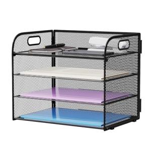 Marbrasse 4-Tier Mesh Paper Organizer for Desk