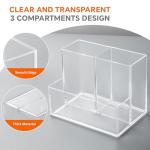 Banafich Clear Acrylic Pen Holder with 3 Compartments