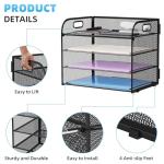 Marbrasse 4-Tier Mesh Paper Organizer for Desk