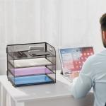 Marbrasse 4-Tier Mesh Paper Organizer for Desk