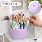 Purple 360° Rotating Desk Organizer with 5 Slots
