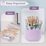 Purple 360° Rotating Desk Organizer with 5 Slots