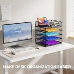 Cawukege 5-Tier Metal Desk Organizer with Handle