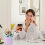 Purple 360° Rotating Desk Organizer with 5 Slots