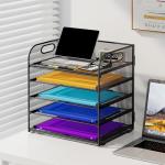 Cawukege 5-Tier Metal Desk Organizer with Handle