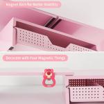 Pink Dual Monitor Stand with Drawer and Organizer