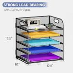 Cawukege 5-Tier Metal Desk Organizer with Handle