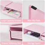 Pink Dual Monitor Stand with Drawer and Organizer