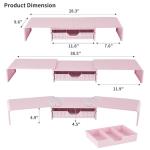 Pink Dual Monitor Stand with Drawer and Organizer
