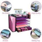 Black Desk Organizer Set with File Holder and Drawer