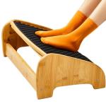 Ergonomic Bamboo Under Desk Footrest with Massage Surface