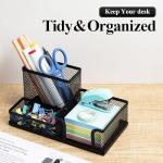 M&G Mesh Pen Holder with Sticky Notes Organizer