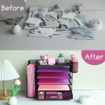 Black Desk Organizer Set with File Holder and Drawer