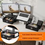 Adjustable Dual Monitor Stand with Storage Drawers