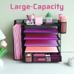 Black Desk Organizer Set with File Holder and Drawer