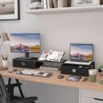 Adjustable Dual Monitor Stand with Storage Drawers