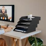 Stackable Black Paper Trays for Desk Organization