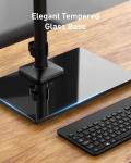 Dual Monitor Stand with Glass Base and Arm