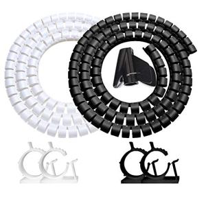 Cable Management Sleeves with Adhesive Clips - 2 Pack