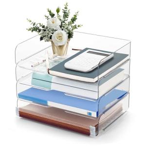 Clear 4-Tier Stackable Desk Organizer Set