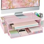 AUPSEN Pink Dual-Tier Monitor Stand and Organizer
