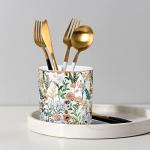 WAVEYU Ceramic Flower Pen Holder for Desk