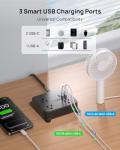 Flat Plug Power Strip with USB and AC Outlets